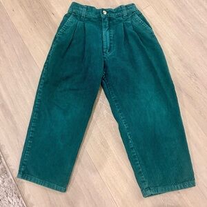 Vintage corduroy high waisted pants size 4t deep green color